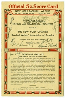 Babe Ruth and Kenesaw Landis Signed BBWAA 1944 Dinner Program 